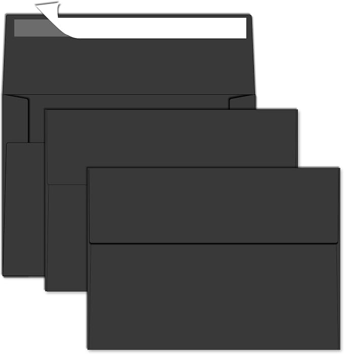 5x7 Envelopes For Invitation A7 Envelope black, 50 pack 5x7 card Envelopes Self by Rinrda