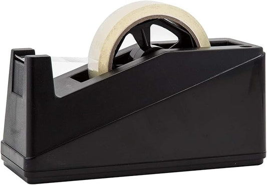 Royal Imports Desktop Tape Dispenser Adhesive Roll Holder (Fits 1" & 3" Core) Heavy Duty Premium for Office, Home, School, Library, Crafts, Moving, Giftwrapping with Weighted Nonskid Base, Black-DeskLoop Office
