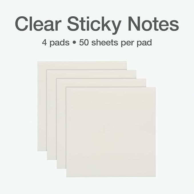 Redi-Tag Translucent Sticky Notes, Transparent Self-Stick Notes, 4 Pads - Image 4