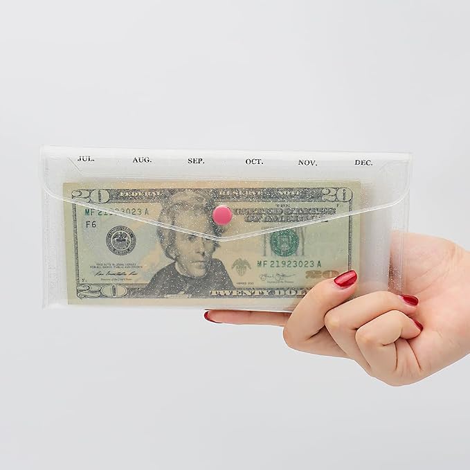 Cash Envelope Wallet PVC Transparent Budget Wallet Money Pocket Dividers - Image 3