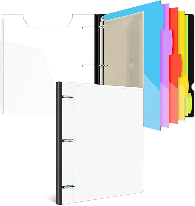 INFUN 1 Inch 3-Ring Telescoping Project Organizer Binder, 13 Pocket, by INFUN