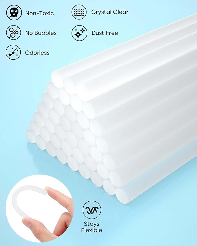 SHALL Mini Hot Glue Sticks, 0.27” Dia x 8” Long, 100-pack Clear Hot Melt Glue Gun Sticks for All-temp Mini Glue Guns, Multipurpose for Kids Adults DIY Art Craft Sealing Repairing Festival Decoration-DeskLoop Office