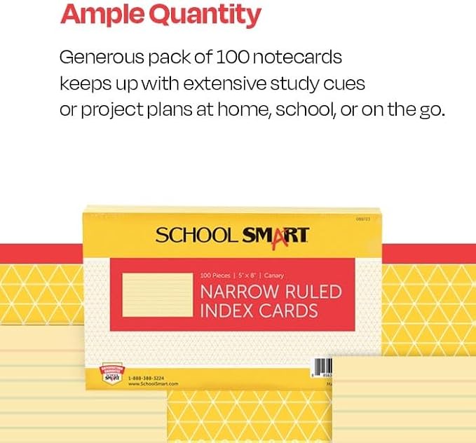 School Smart Ruled Index Cards, 5 x 8 Inches - Image 6