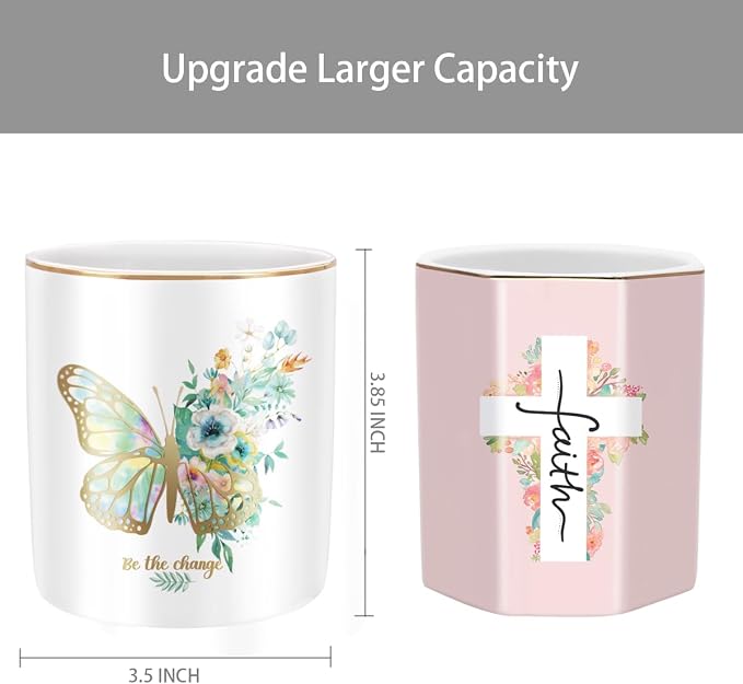 Cute Pen Holder for Desk, Ceramic Durable Pencil Cup, Simple&Modern Style - Image 3