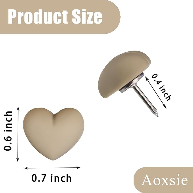 28pcs Decorative Heart Push Pins Light Coffee Thumbtacks Thumb Tacks - Image 2