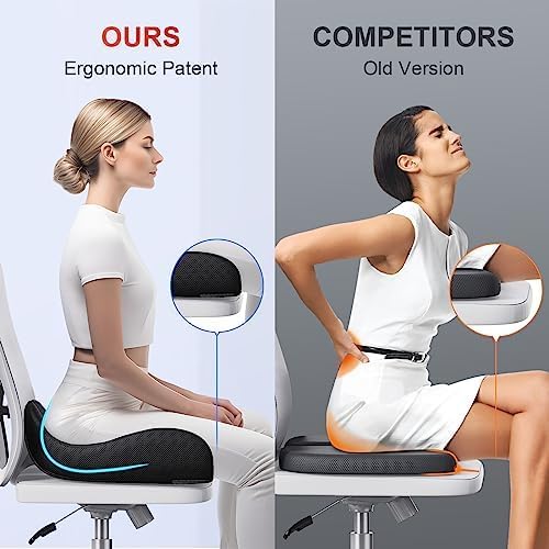 Benazcap Seat Cushion Office Chair Cushions Butt Pillow for Car Long Sitting, Memory Foam Chair Pad for Back, Coccyx, Tailbone Pain Relief for Gaming Chair and Car Seat-DeskLoop Office