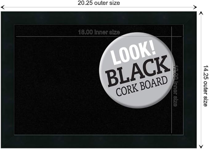 Amanti Art Black Cork Board for Wall, 14x20 Vision Board with Black Wood Frame, Small Corkboard Office Decor for Home Organization, Modern Contemporary Corkboard Pinboard to display items for home-DeskLoop Office