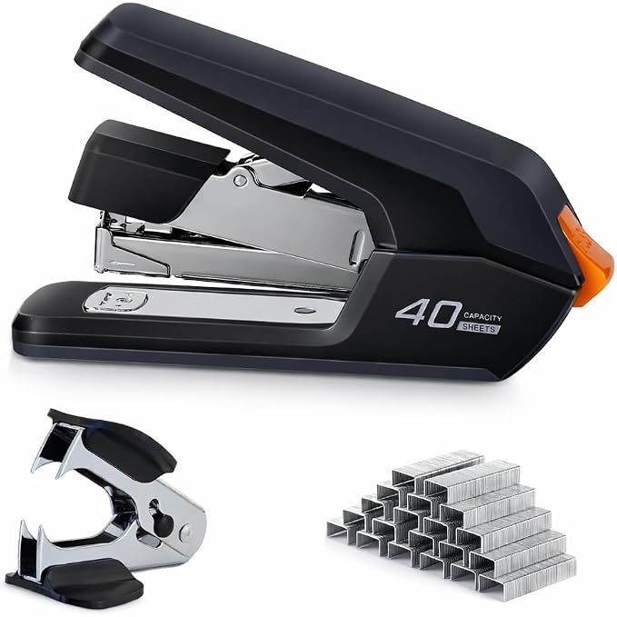 Leven Effortless Desktop Stapler, 40 Sheet Capacity, One Finger Touch Stapling by Leven