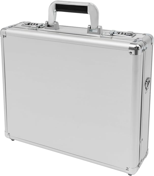 Locking Briefcase, Metal Briefcase w/Strap, Hard Aluminum Carrying Case - Image 5