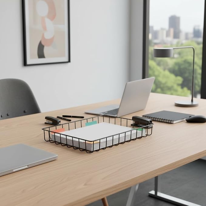 Paper Organizer for Desk Metal Paper Tray Large Capacity Letter Tray File - Image 7