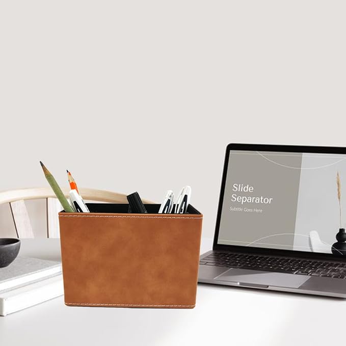 Pen Pencil Holder Cup Container Leather Desk Organizer Stand Decor Brush - Image 2