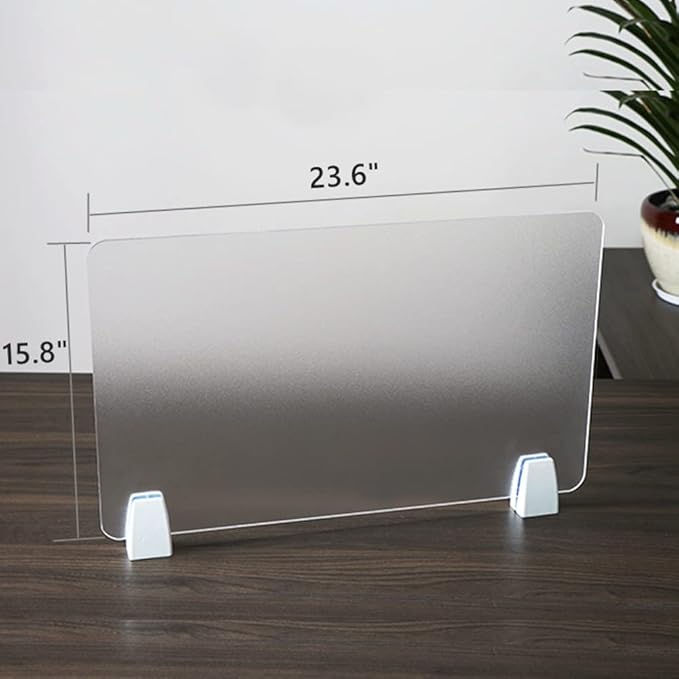 4PCS Desk Dividers Office Partitions, Privacy Desk Panel Protective, Frosted Acrylic Plexiglass Shield with Clamps for Offices Schools Call Centers - 23.6”L X15.8”W-DeskLoop Office
