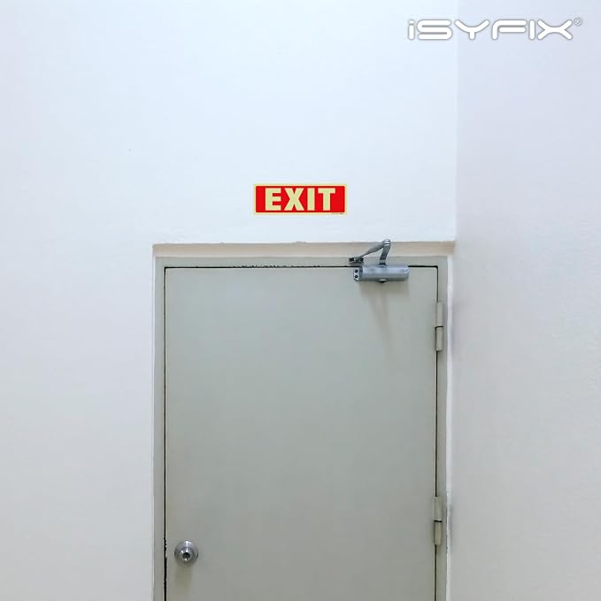 iSYFIX Exit Glow in the Dark Sign Stickers – 2 Pack 12x4 Inch – - Image 7