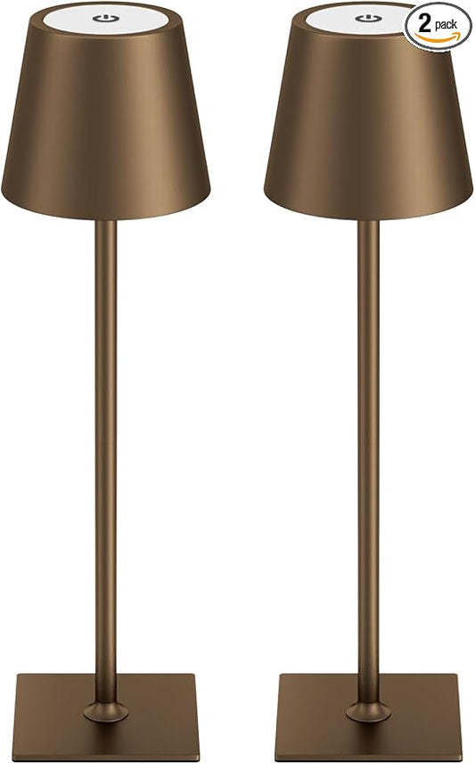 Kakanuo Brown Cordless Rechargeable Table Lamp 5000mAh Battery Operated Lamps by KakanuoLightings