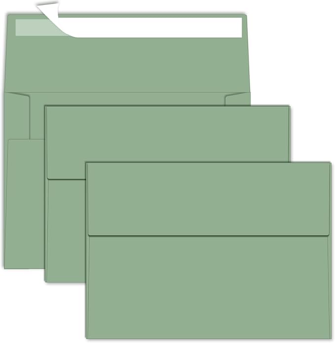 5x7 Envelopes For Invitation A7 Envelope green, 50 pack 5x7 card Envelopes Self by Rinrda