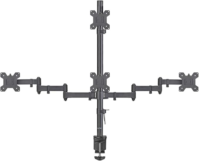 Suptek Quad LED LCD Monitor Stand up Desk Mount Extra Tall 31.5 inch Pole Heavy Duty Fully Adjustable Stand for 4 (3+1) / Four Screens up to 27 inch (MD6864)-DeskLoop Office