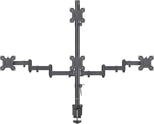 Suptek Quad LED LCD Monitor Stand up Desk Mount Extra Tall 31.5 inch Pole Heavy Duty Fully Adjustable Stand for 4 (3+1) / Four Screens up to 27 inch (MD6864)-DeskLoop Office