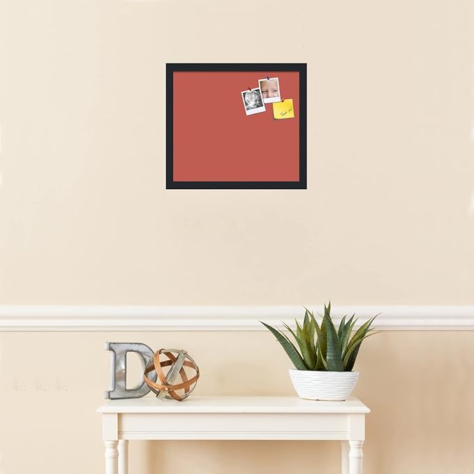 PinPix 16x14 Inch Cork Bulletin Board. This Decorative Framed Pin Board Comes with Crimson Pastel Design and a Satin Black Frame. Ideal for Home Office Decor or Message Board (PinPix-1807)-DeskLoop Office