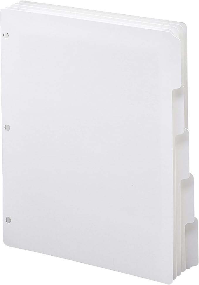 Smead 89415 Three-Ring Binder Index Divider 5-Tab White by SMEAD
