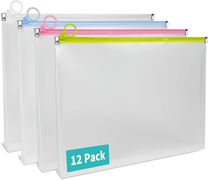 Binditek 12 Pack Clear Plastic Zip Envelopes, Heavy Duty, 9 x 12 Inch Expanding by Binditek