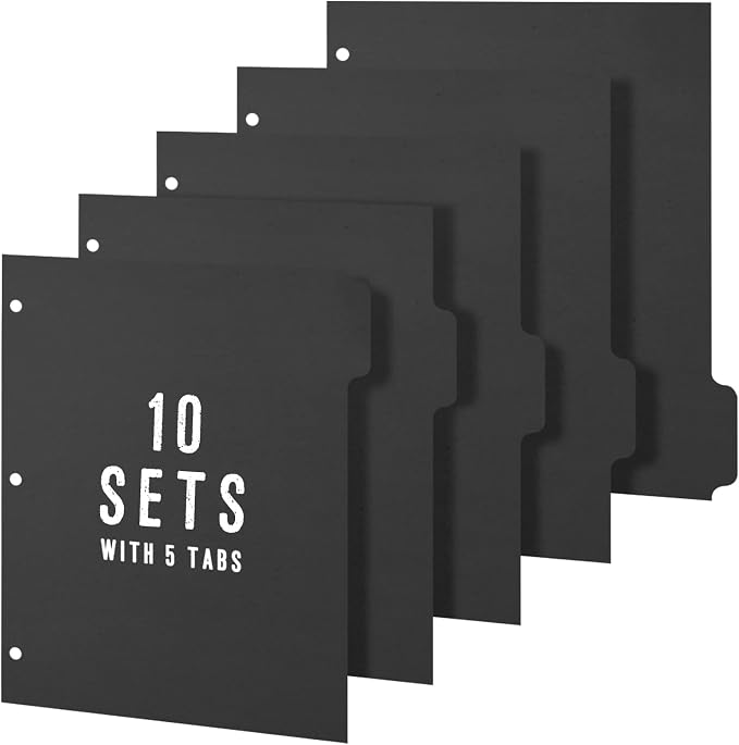 3 Ring Binder Dividers with 5-Tabs by Homakover