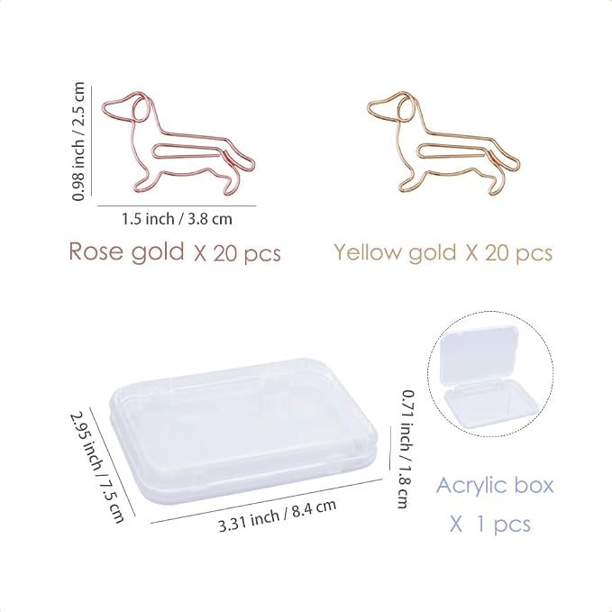 OWLFAVO 40pcs Puppy Dachshund Shape Paper Clips - Image 2