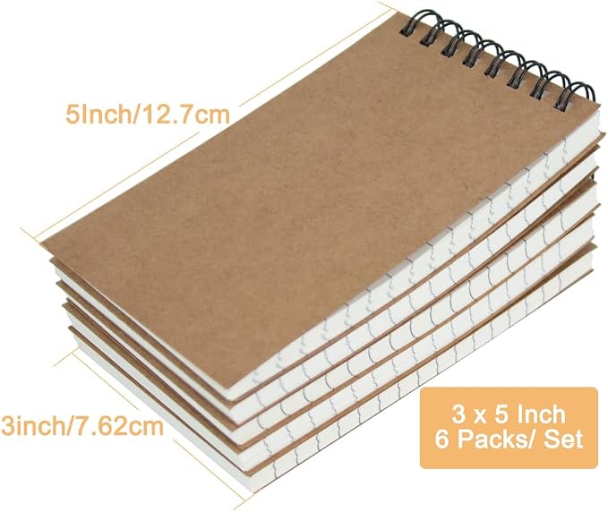 6 Pack 3x5" Spiral Pocket Notebook, College Ruled Small Notepad - Image 7