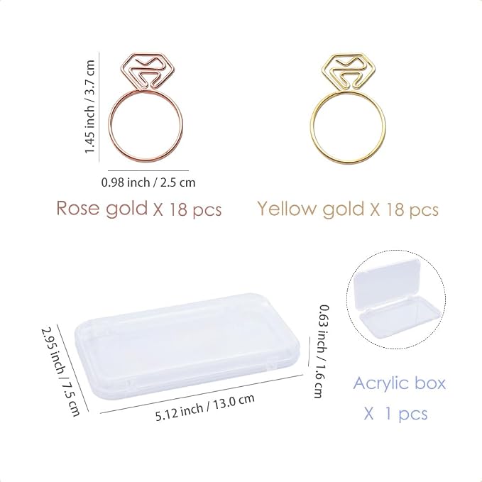 OWLFAVO 36pcs Diamond Ring Shape Paper Clips - Image 2