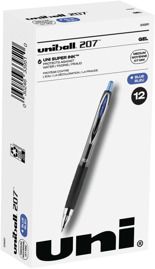 uni-ball 207 Retractable Gel Pens Medium Point, 12 Pack by uni-ball