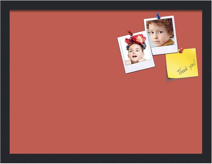 PinPix 20x15 Inch Cork Bulletin Board. This Decorative Framed Pin Board Comes with Crimson Pastel Design and a Satin Black Frame. Ideal for Home Office Decor or Message Board (PinPix-1807)-DeskLoop Office