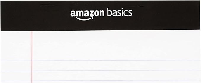 Amazon Basics Narrow Ruled Lined Writing Note Pad, 5 inch x 8 inch, White, 12 Count (12 Pack of 50 pages)-DeskLoop Office