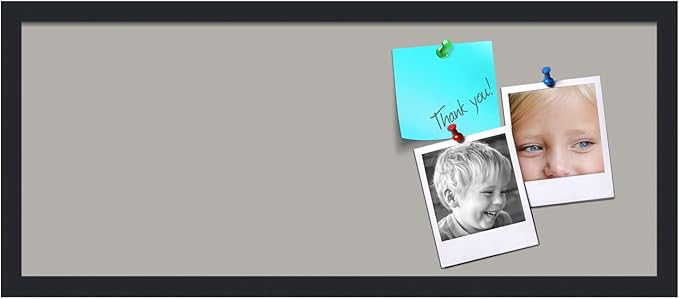 PinPix 30x12 Inch Cork Bulletin Board. This Decorative Framed Pin Board Comes with Dark Stone Design and a Satin Black Frame. Ideal for Home Office Decor or Message Board (PinPix-1808)-DeskLoop Office