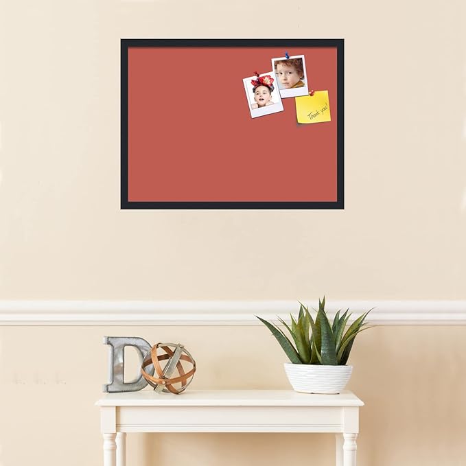 PinPix 27x20 Inch Cork Bulletin Board. This Decorative Framed Pin Board Comes with Crimson Pastel Design and a Satin Black Frame. Ideal for Home Office Decor or Message Board (PinPix-1807)-DeskLoop Office