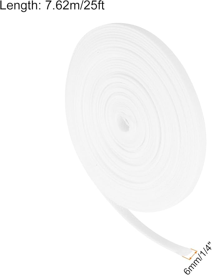 25ft PET Expandable Wire Loom 1/4 Inch, PET Braided Wire Sleeving Cable - Image 2