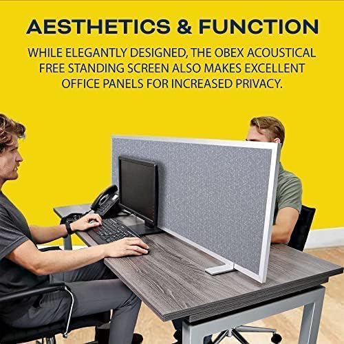 OBEX Acoustical Free Standing Privacy Screen, Cubicle Accessories Desk Privacy Panel, Desk Dividers for Office, Office Furniture Partitions Portable Sound Proof Dividers, 24" x 36", Twilight-DeskLoop Office