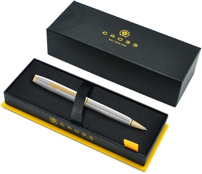 Cross Coventry Refillable Ballpoint Pen Presented in a Everyday Gift Box - Medium Point, Black Ink, Polished Chrome & Gold-DeskLoop Office