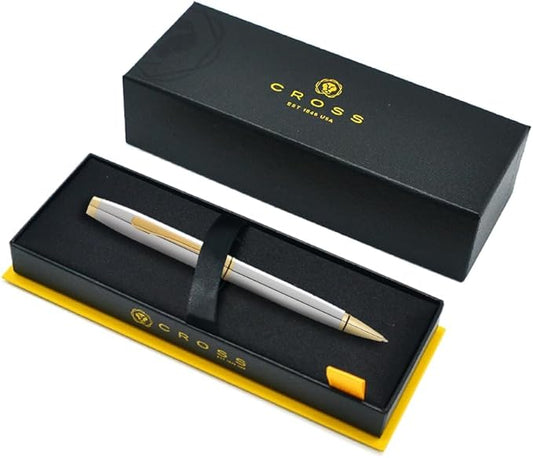 Cross Coventry Refillable Ballpoint Pen Presented in a Everyday Gift Box - Medium Point, Black Ink, Polished Chrome & Gold-DeskLoop Office