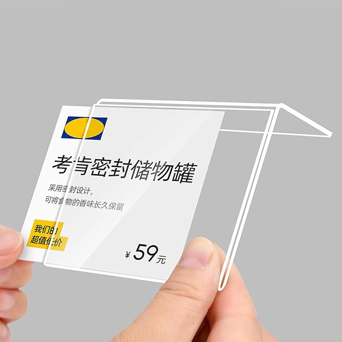 Self Adhesive Label Holder Acrylic Price Tag Displays Sign Holder L-Shape Table - Image 4