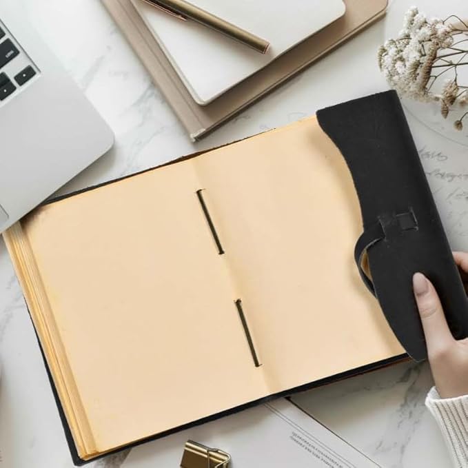 LEATHER VILLAGE Leather Bound Journal - Black, 8"X6", 220 Pages - Vintage Blank Paper Diary for Writing, Drawing, Sketchbook, and Travel Notebook - Ideal for Women and Men-DeskLoop Office