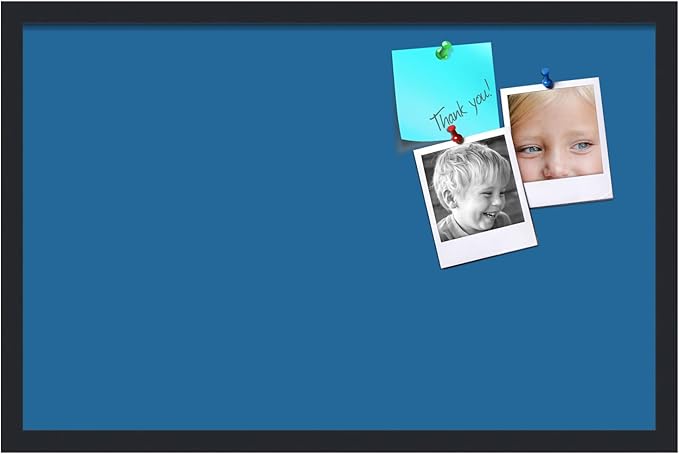 PinPix 28x18 Inch Cork Bulletin Board. This Decorative Framed Pin Board Comes with Navy Pastel Design and a Satin Black Frame. Ideal for Home Office Decor or Message Board (PinPix-1811)-DeskLoop Office