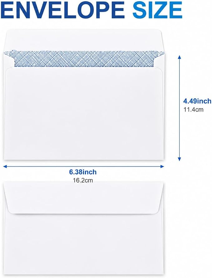Pralb 200 Pack 4x6 White Kraft Envelopes, Self Seal Business Envelopes - Image 2