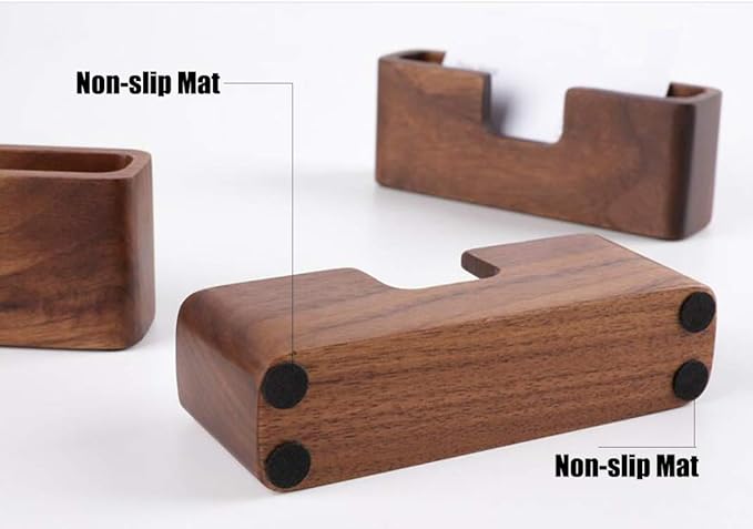 Wood Business Card Holder, Tabletop Walnut Name Card Holder, Office Desktop Wooden Business Card Stand, 50 Cards-DeskLoop Office