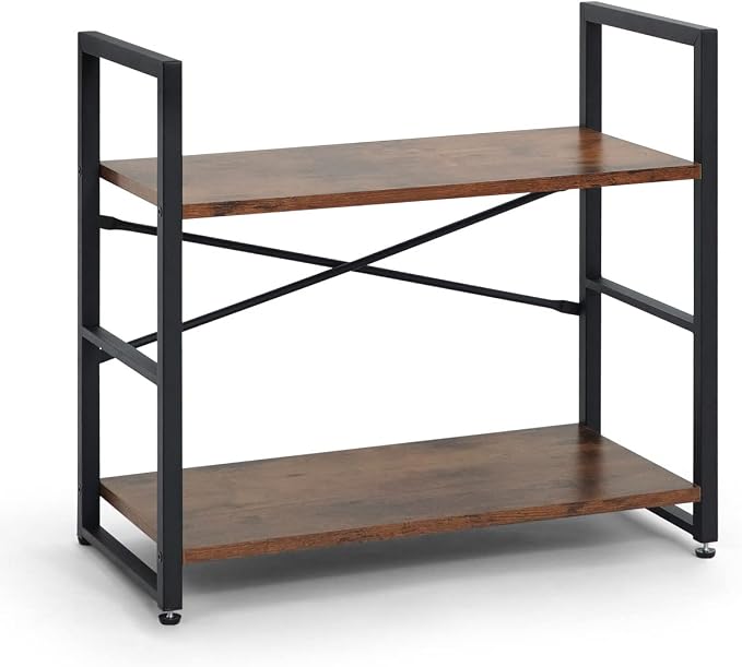 CAPHAUS 2 Tier Small Bookshelf, 24 Inch Width Free Standing Shelf, Bookcase - Image 9