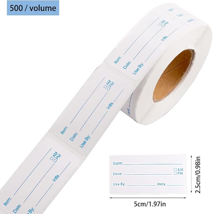 2 Rolls 1000 Pieces Removable Food Labels, 1 x 2 Inch Date Stickers - Image 3