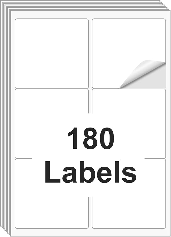 Shipping Labels 3 1/3"x4" Printable White 6 up Labels by BESTIKER