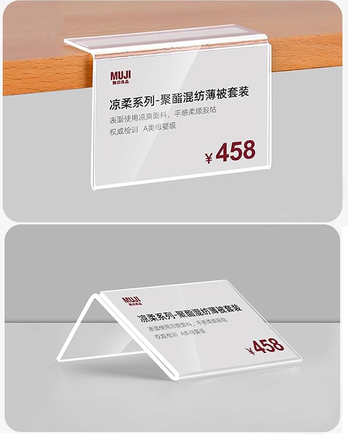 Self Adhesive Label Holder Acrylic Price Tag Displays Sign Holder L-Shape Table - Image 6