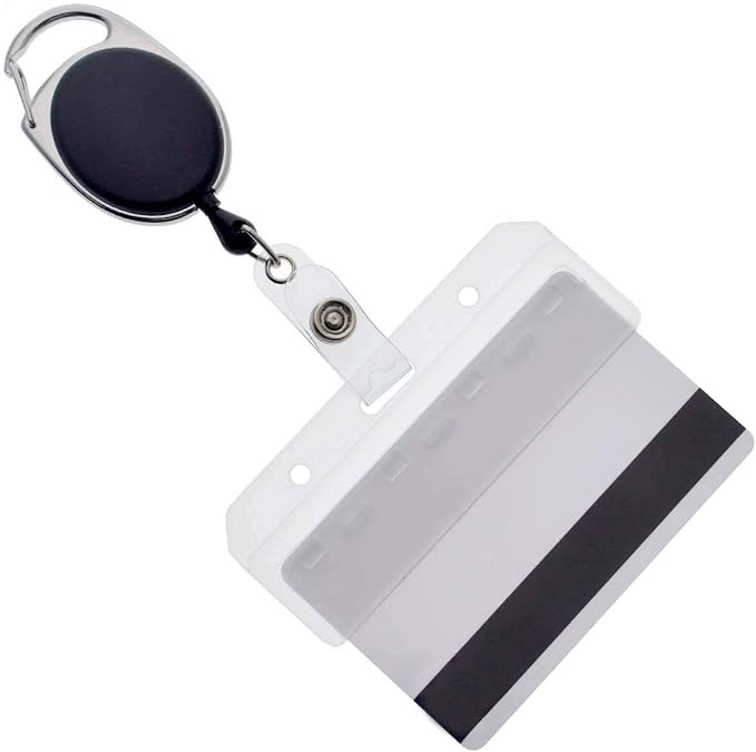 Bulk 25 Pack - Premium Carabiner Badge Reel - Mag Stripe Exposed ID Holder by SpecialistID
