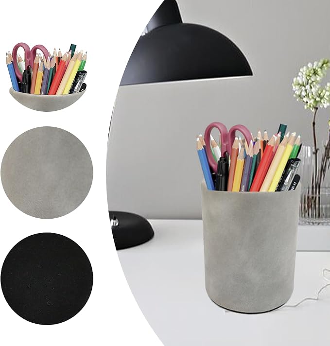 Pen Pencil Holder Cup Container Leather Desk Organizer Stand Decor Brush - Image 2