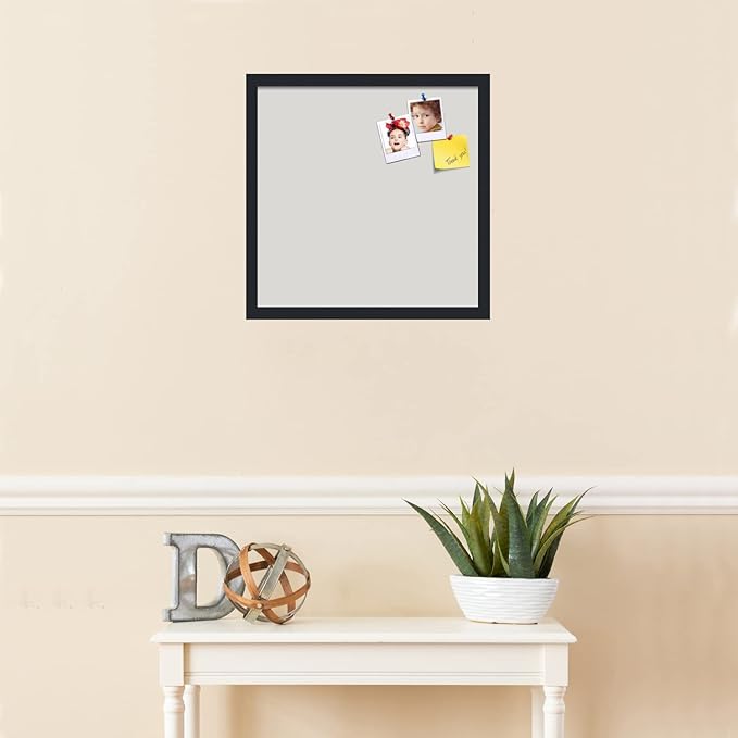PinPix 18x18 Inch Cork Bulletin Board. This Decorative Framed Pin Board Comes with Light Stone Design and a Satin Black Frame. Ideal for Home Office Decor or Message Board (PinPix-1809)-DeskLoop Office