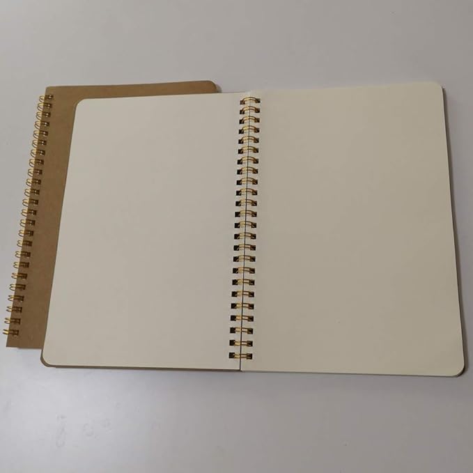YUREE Softcover Spiral Notebook/Spiral Journal, Kraft Cover, 50 Sheets (100 Pages) Blank Pages, 10 Notebooks Per Pack, A5, 8.5" x 5.7", Brown-DeskLoop Office